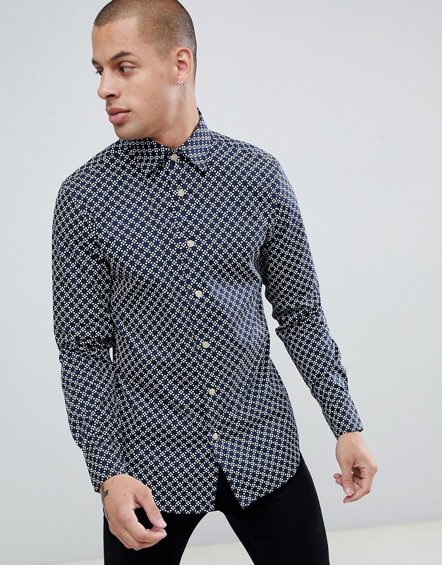 G-Star checkerboard super slim shirt in blue