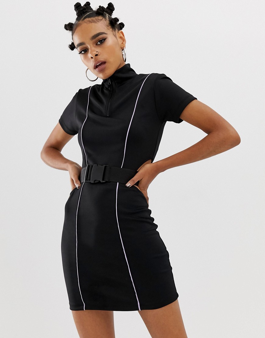 COLLUSION x Motocross bodycon dress with belt
