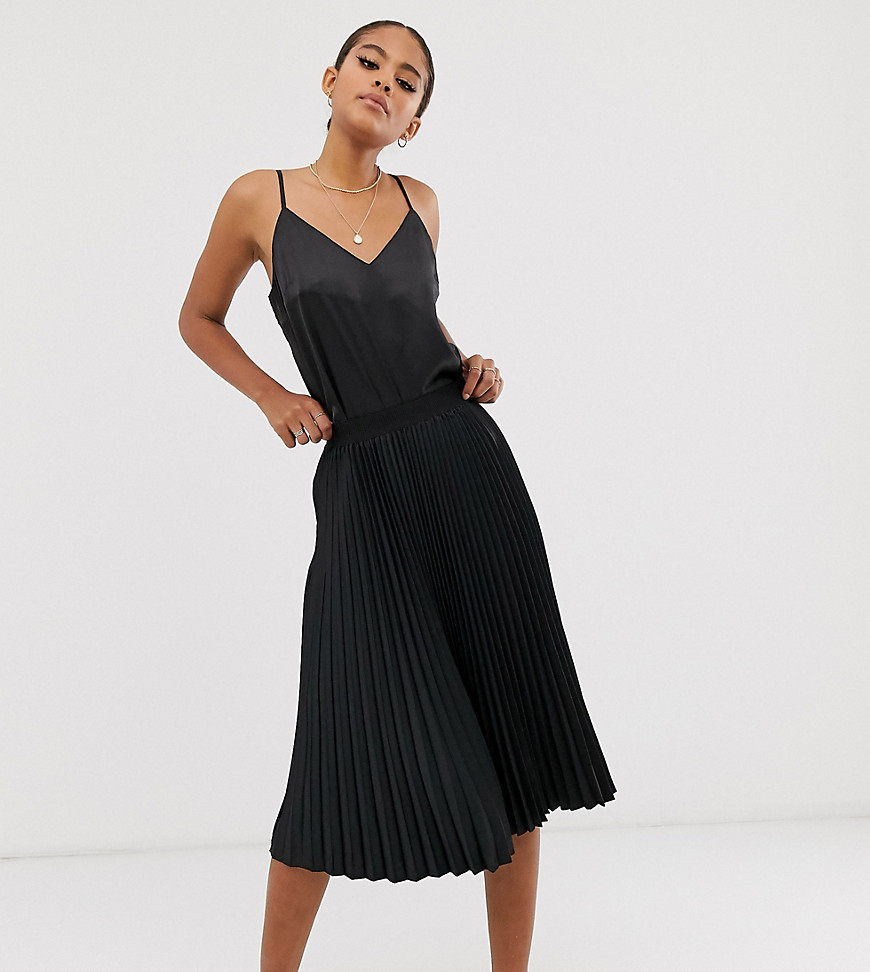 Outrageous Fortune Tall midi pleated skater skirt in black