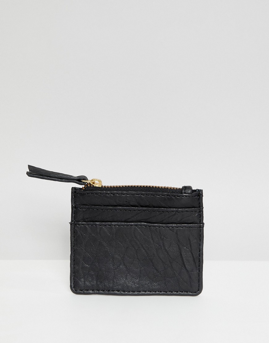 Urbancode leather coin purse with card holder - Black