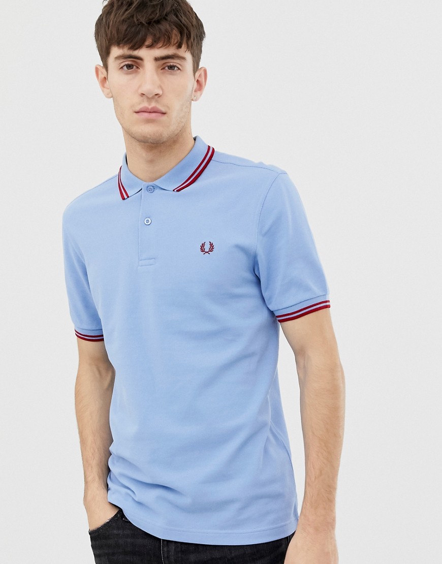 Fred Perry Twin Tipped Polo In Light Blue - Blue | ModeSens