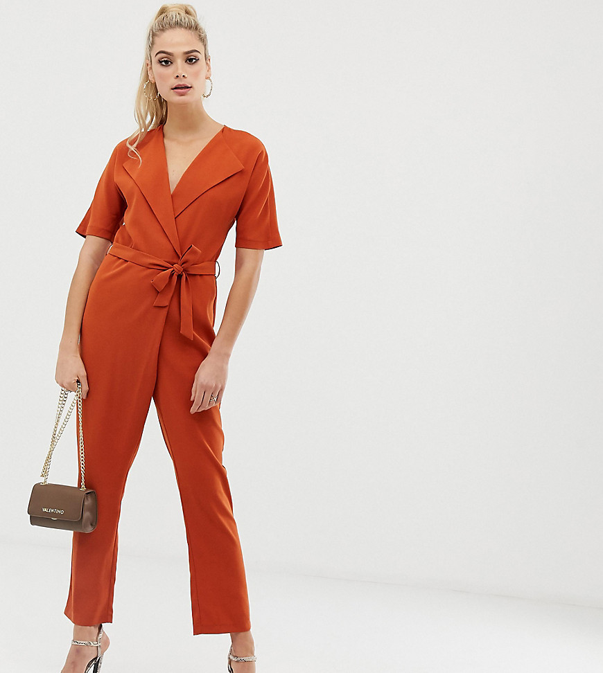 ASOS DESIGN tall wrap jumpsuit with self belt