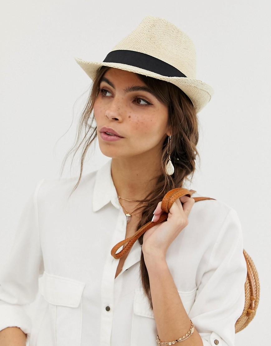 ASOS DESIGN straw trilby hat with size adjuster