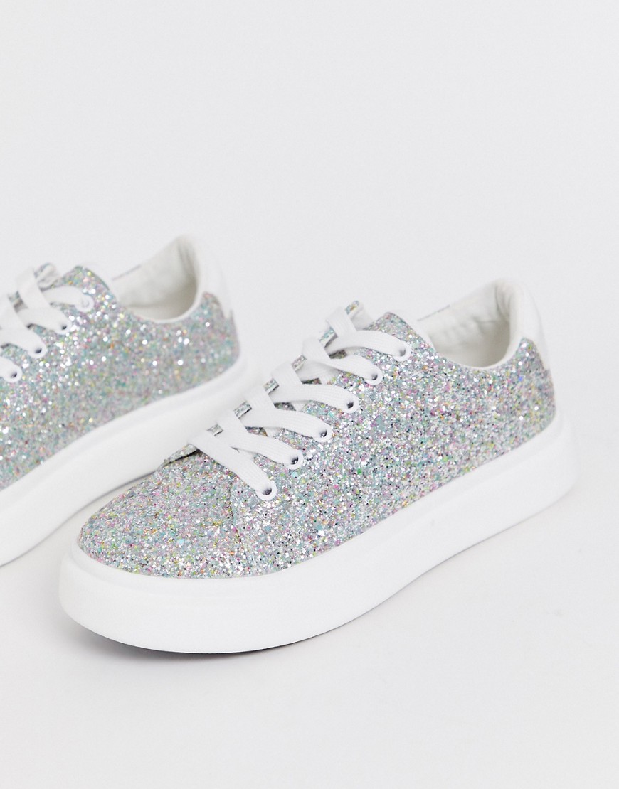 ASOS DESIGN Doro chunky lace up trainers in glitter