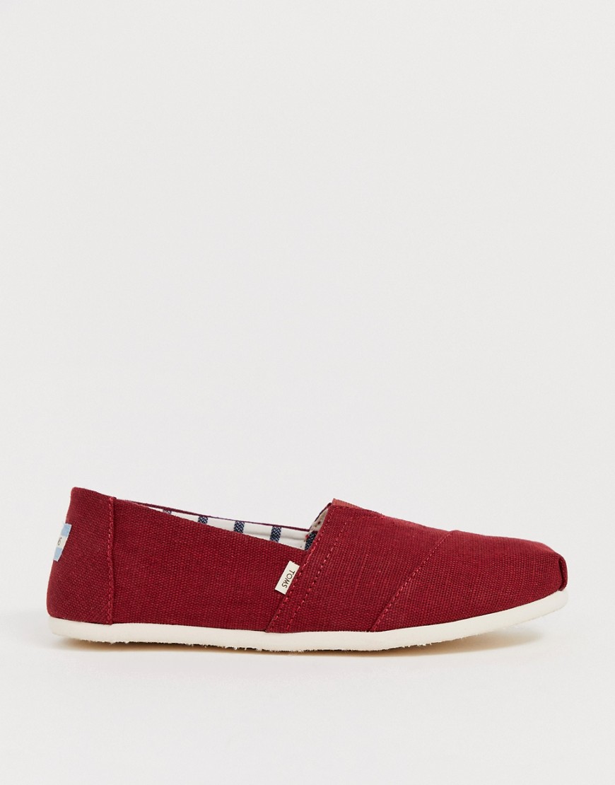 Toms Espadrilles In Burgundy Canvas-red