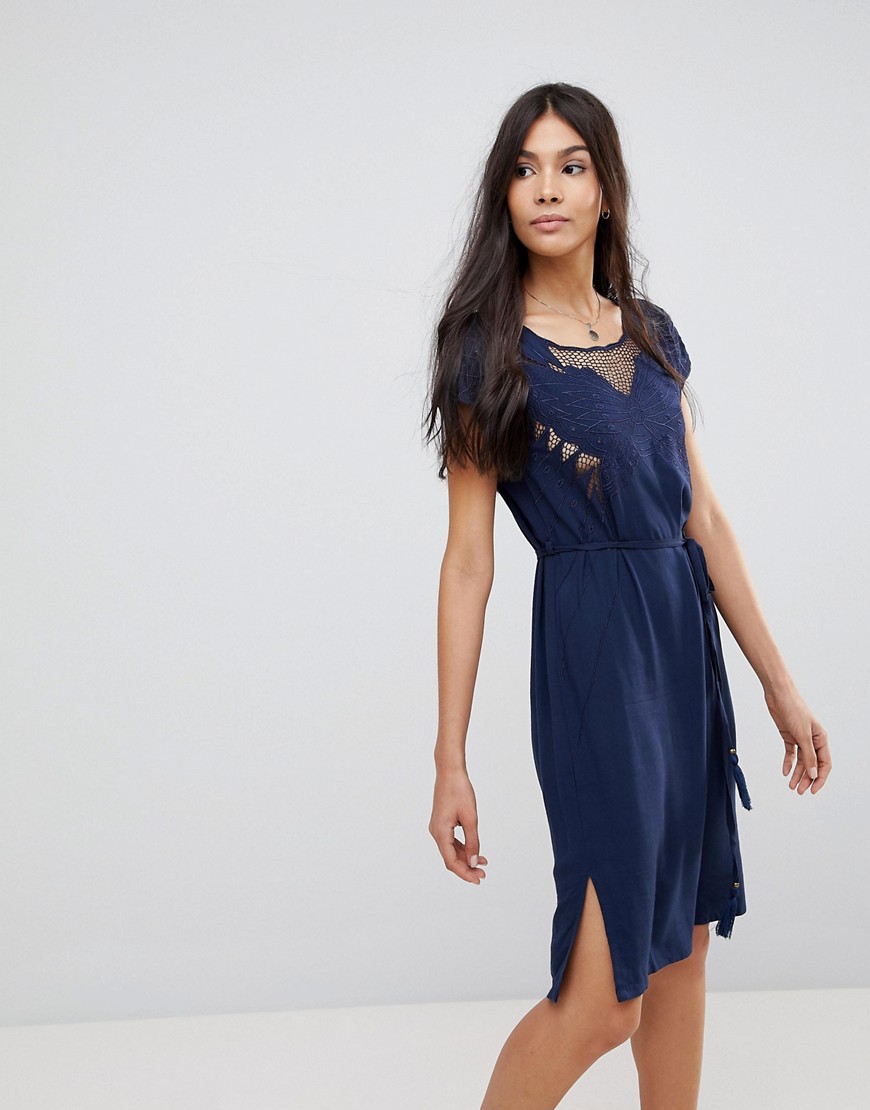 Sugarhill Boutique Butterfly Cutwork Embroidered Dress - Navy