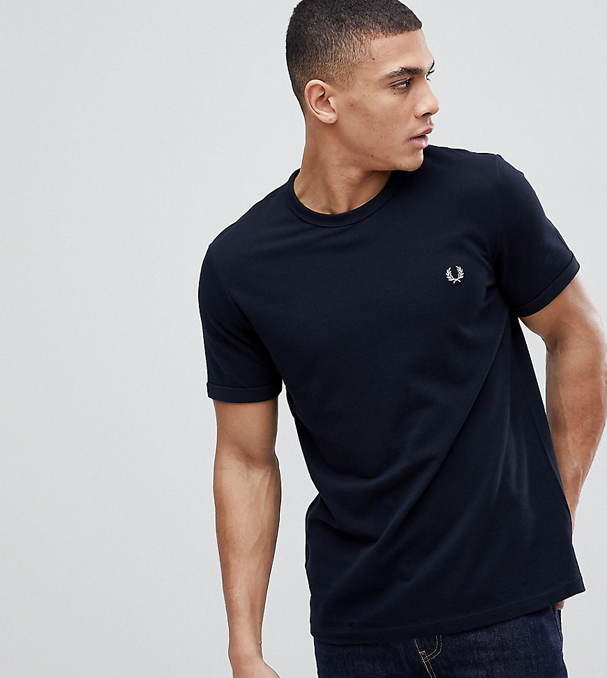 FRED PERRY PIQUE LOGO CREW NECK T-SHIRT IN NAVY EXCLUSIVE AT ASOS - NAVY,SM3137