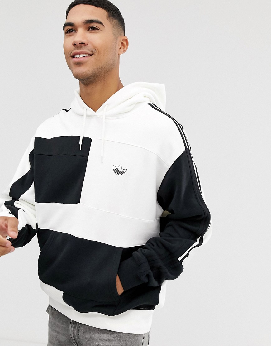adidas Originals hoodie with asymetric colour blocking in white