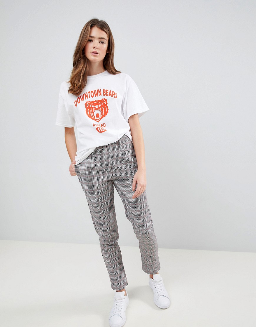 Daisy Street Cigarette Trousers In Prince Of Wales Check - Grey