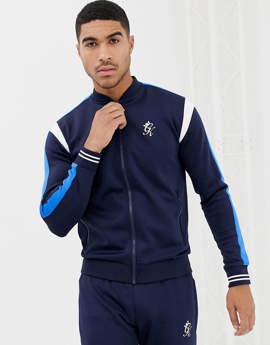 Gym King muscle bomber track jacket in navy