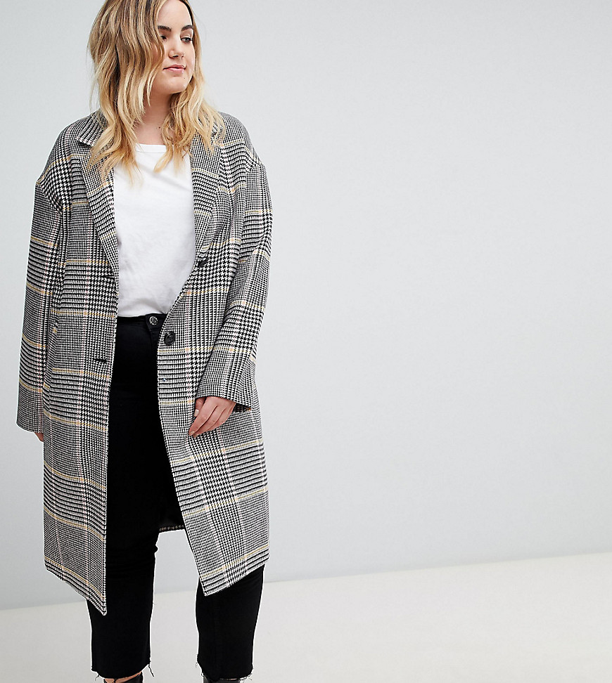 ASOS DESIGN Curve slim coat in coloured check