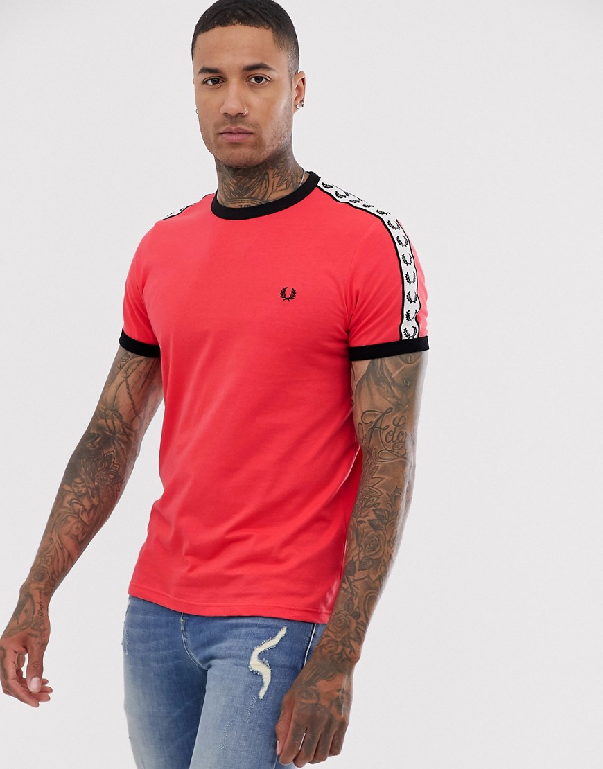 Fred Perry Sport graphic taped ringer t-shirt in red