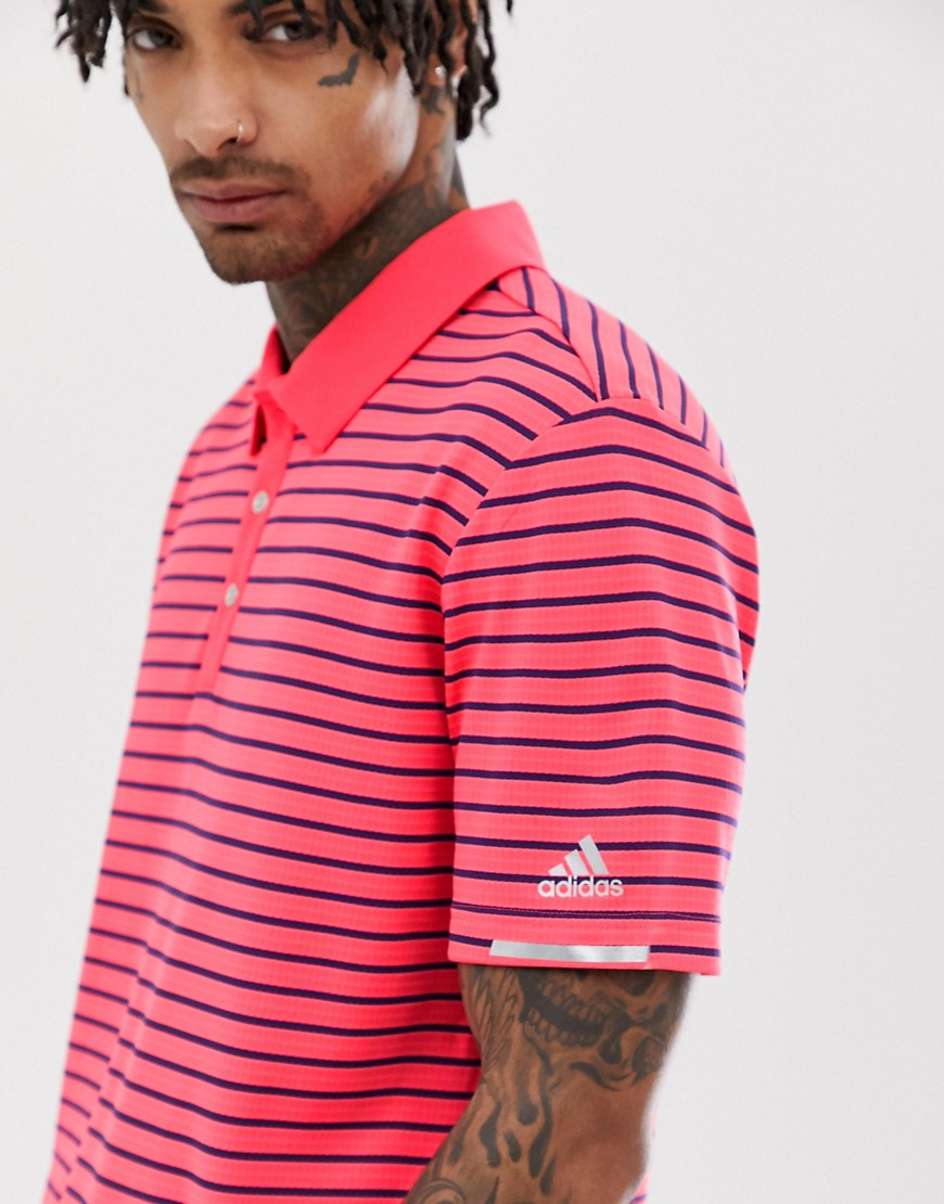 adidas Golf Climachill striped polo shirt in red