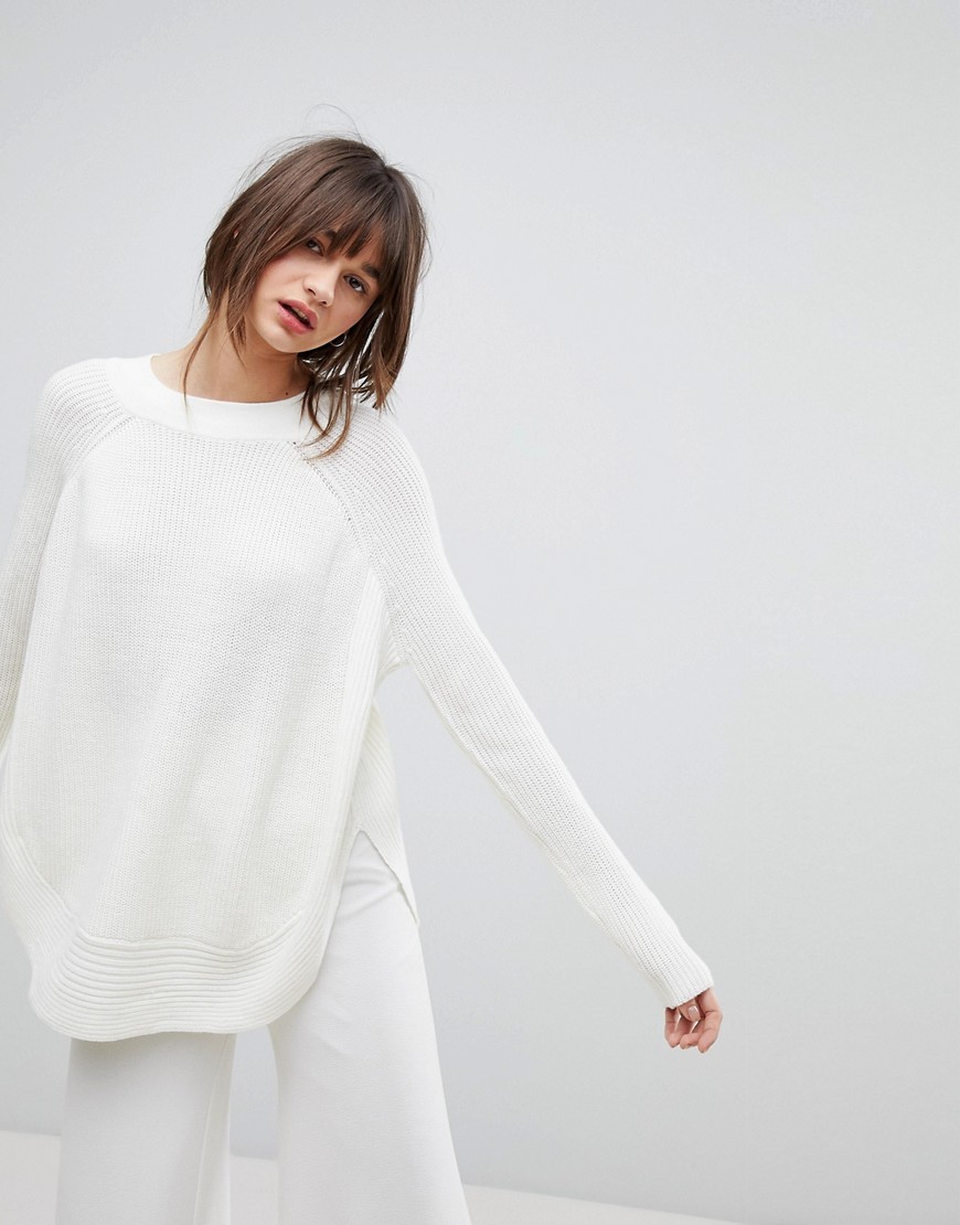 H.One Ribbed Knit Wool Blend Jumper - Off white