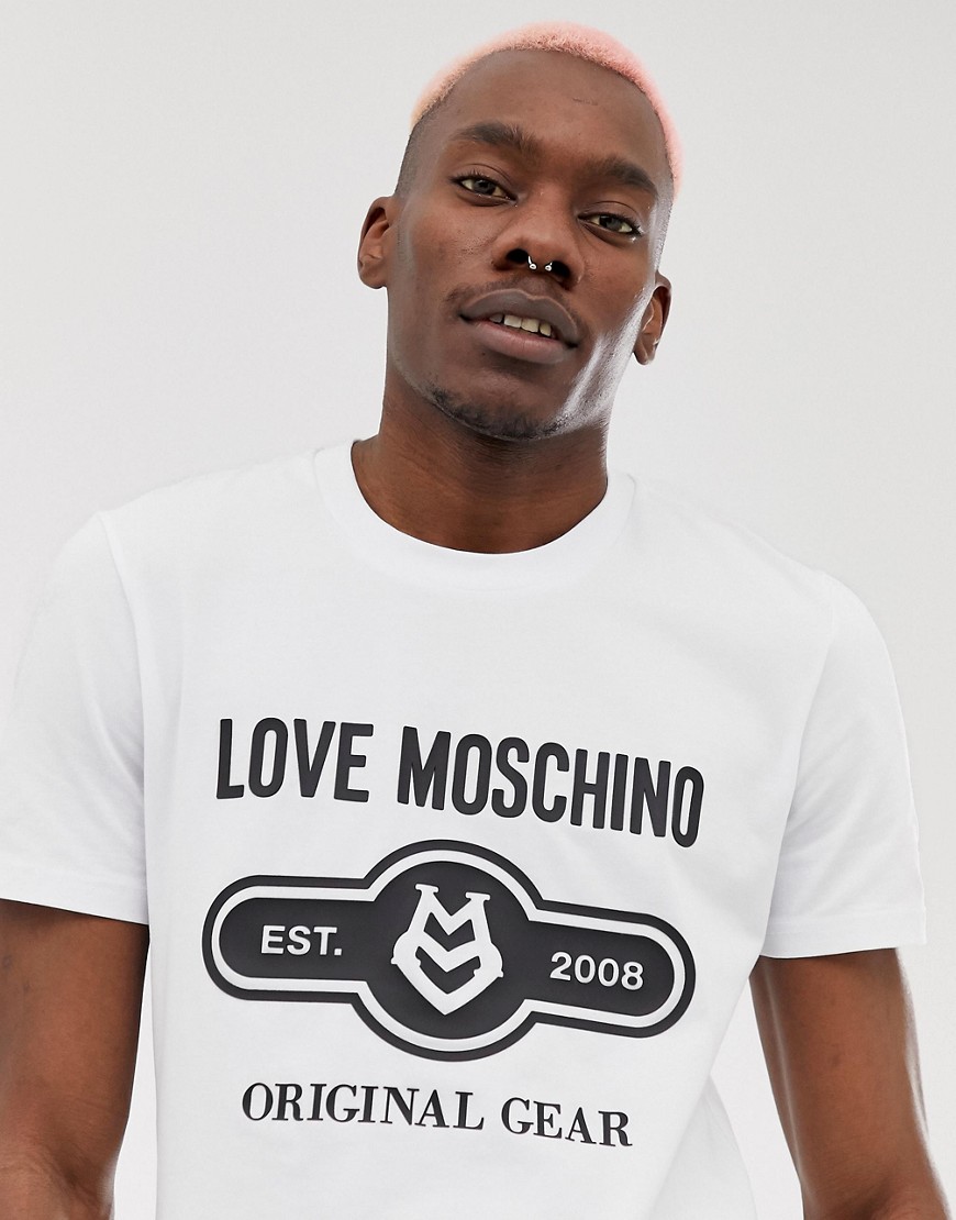 Love Moschino stamp logo t-shirt in white