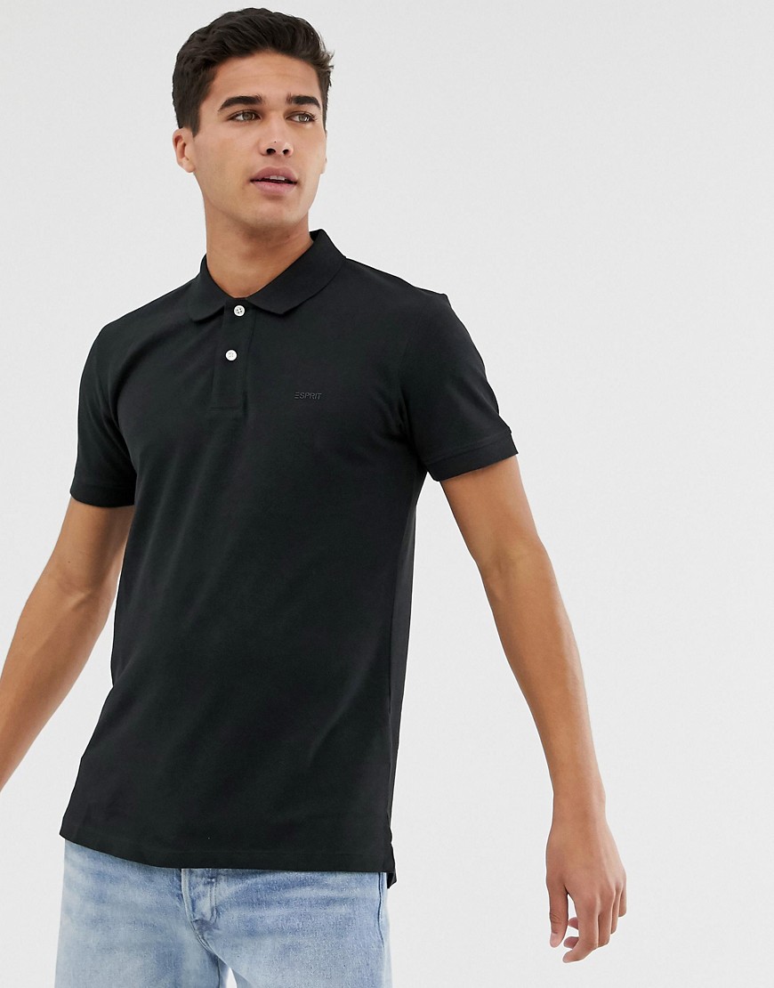 Esprit organic polo shirt in black