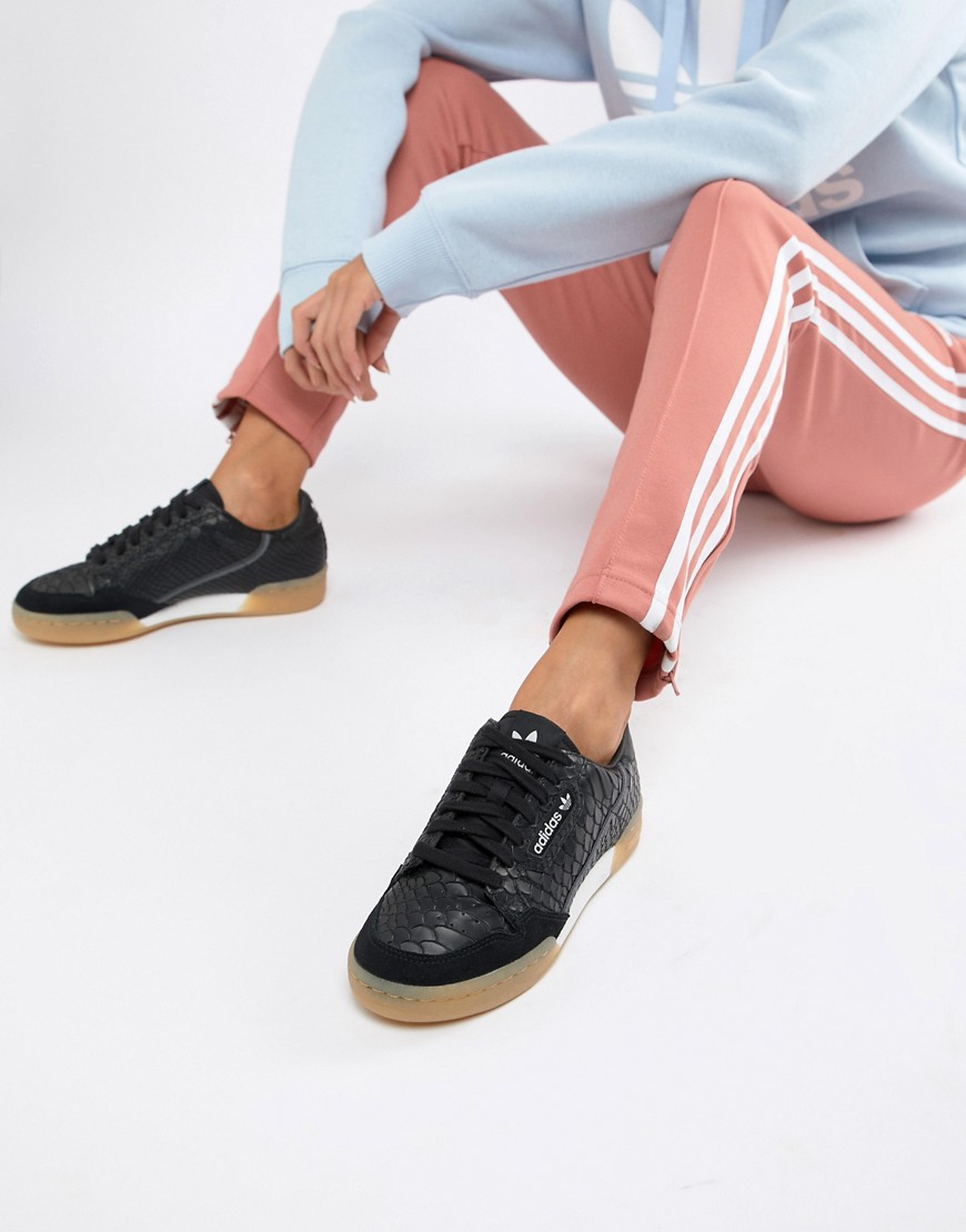 Adidas Originals Continental 80's Sneakers In Black With Gum Sole - Black |  ModeSens