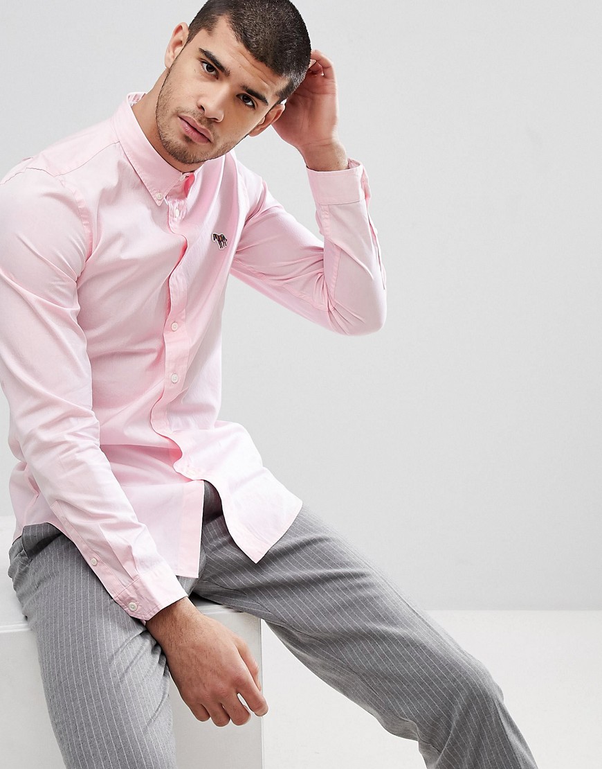 PS Paul Smith Tailored Fit Zebra Logo Shirt In Pink - 20