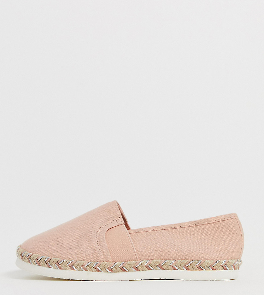 New Look wide fit espadrille in light pink