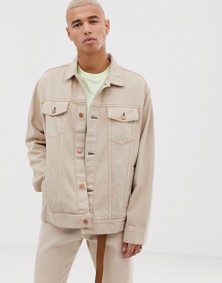 Cheap Monday oversize denim jacket in off pink