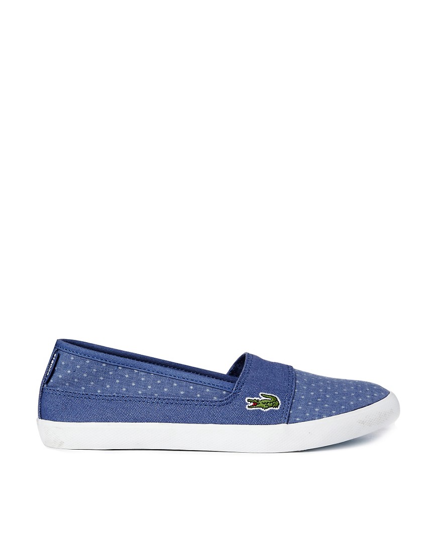 Lacoste | Lacoste Marice Spotted Dark Blue Slip On Plimsolls at ASOS