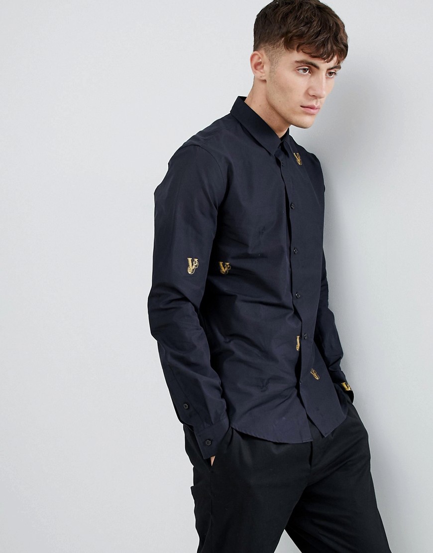 Versace Jeans slim shirt with all over embroidery