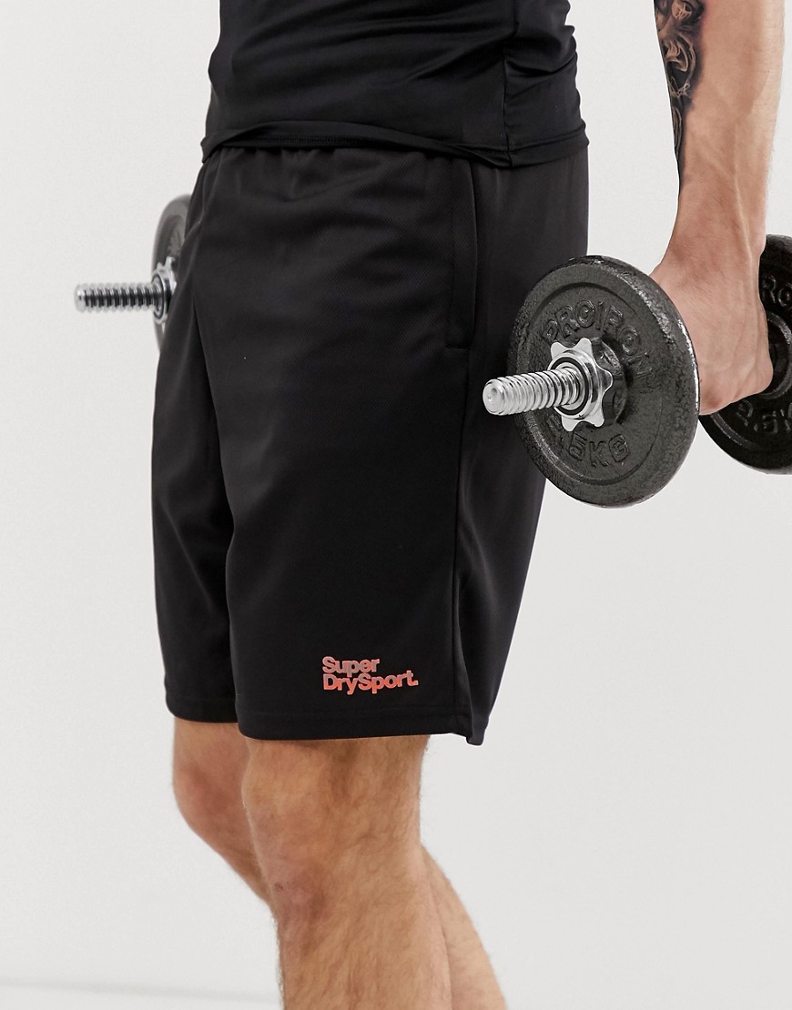 Superdry Sport training relaxed shorts in black