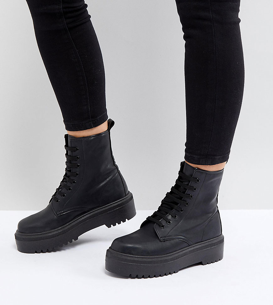 ASOS DESIGN Attitude Wide Fit chunky lace up ankle boots