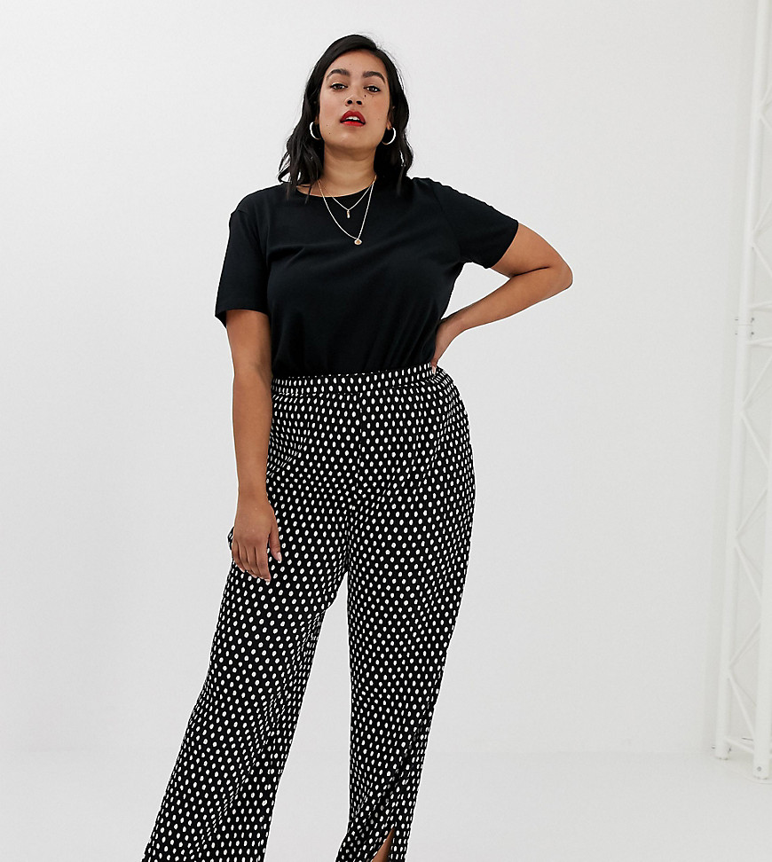 Glamorous Curve plisse trousers with split in mini spot