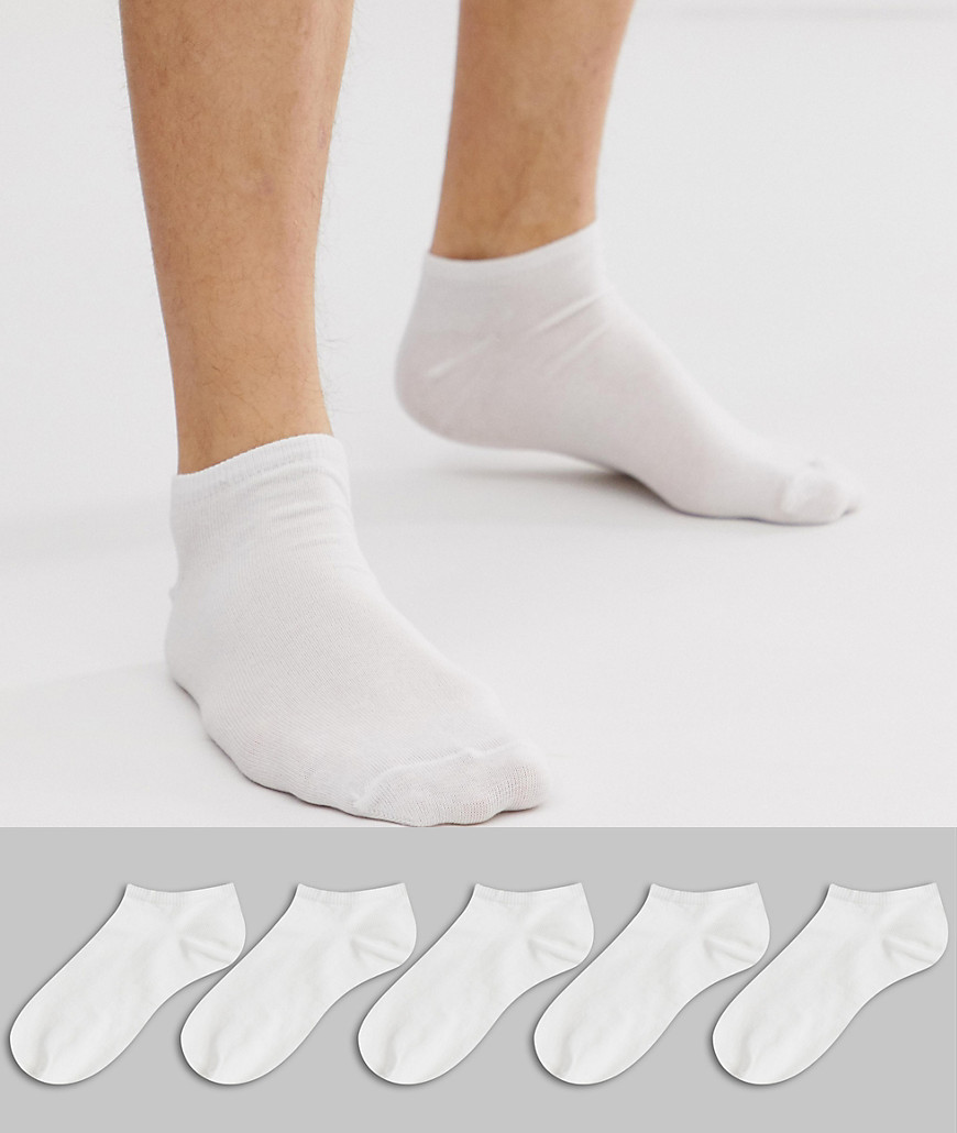 New Look trainer socks in white 5 pack