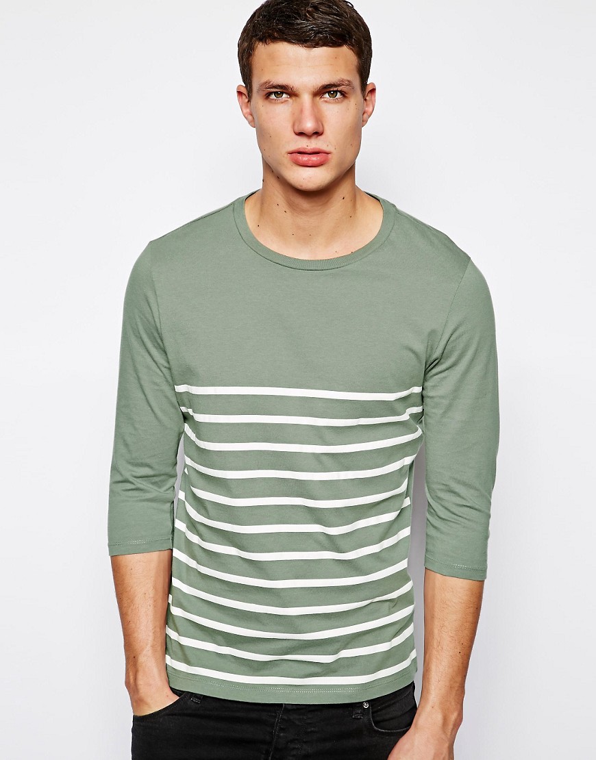 ASOS | ASOS Stripe 3/4 Sleeve T-Shirt at ASOS