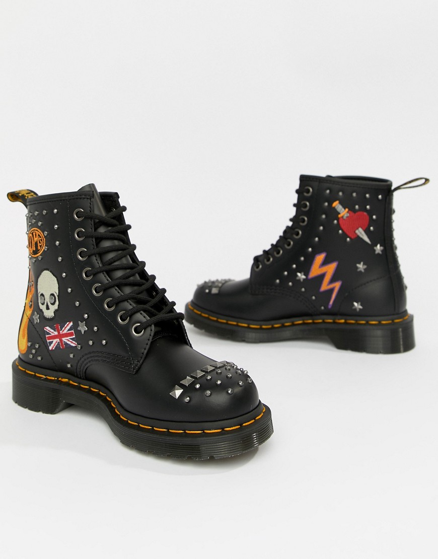 Dr Martens 1460 Black Leather Rockabilly Flat Ankle Boots
