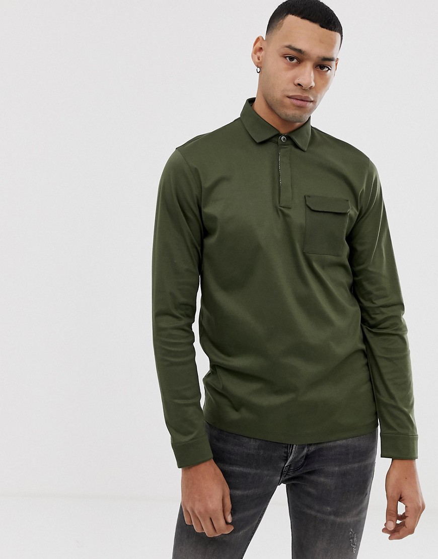 Ted Baker polo in mercified cotton with pocket in khaki