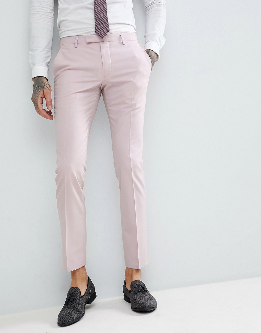 Noose & Monkey Wedding Super Skinny Suit Trousers In Light Pink
