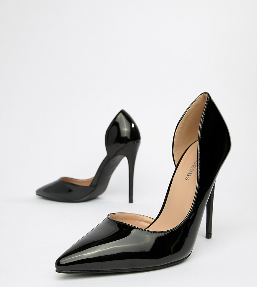 Glamorous Wide Fit Black D'Orsay Court Shoes