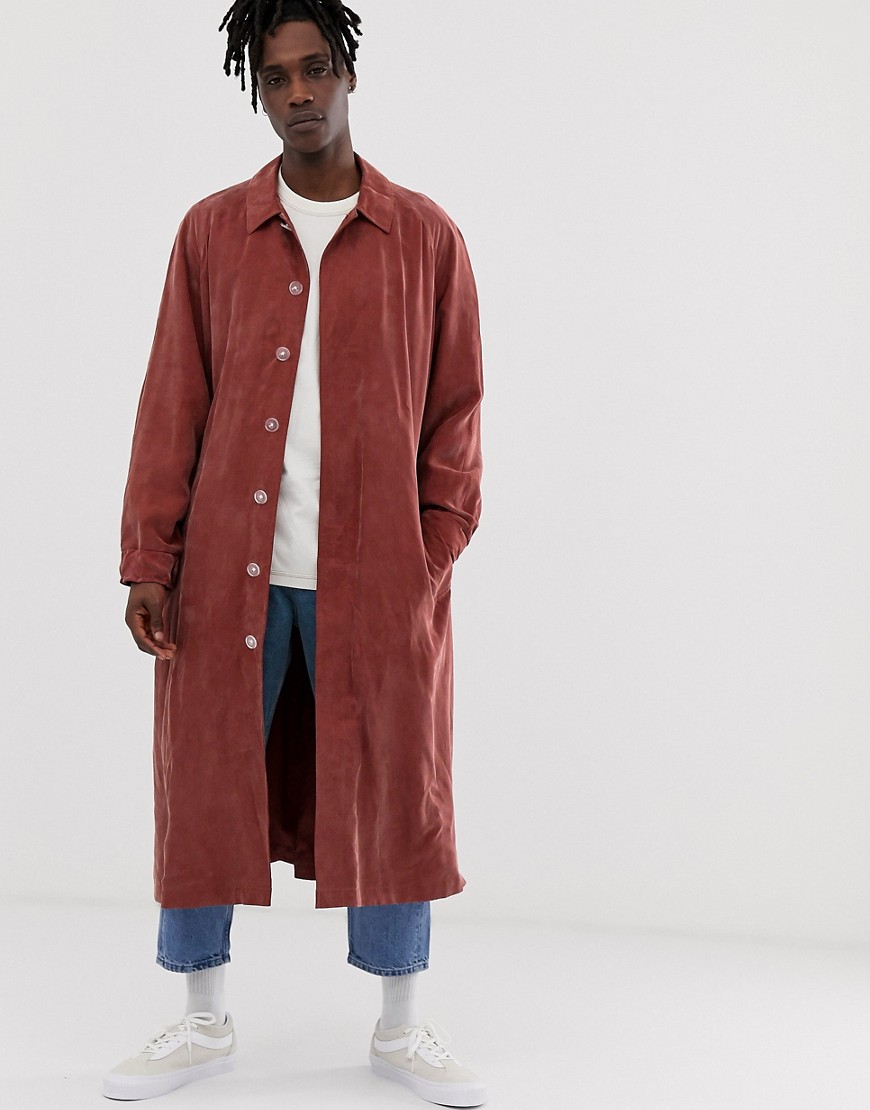 ASOS WHITE long trench coat in washed rust