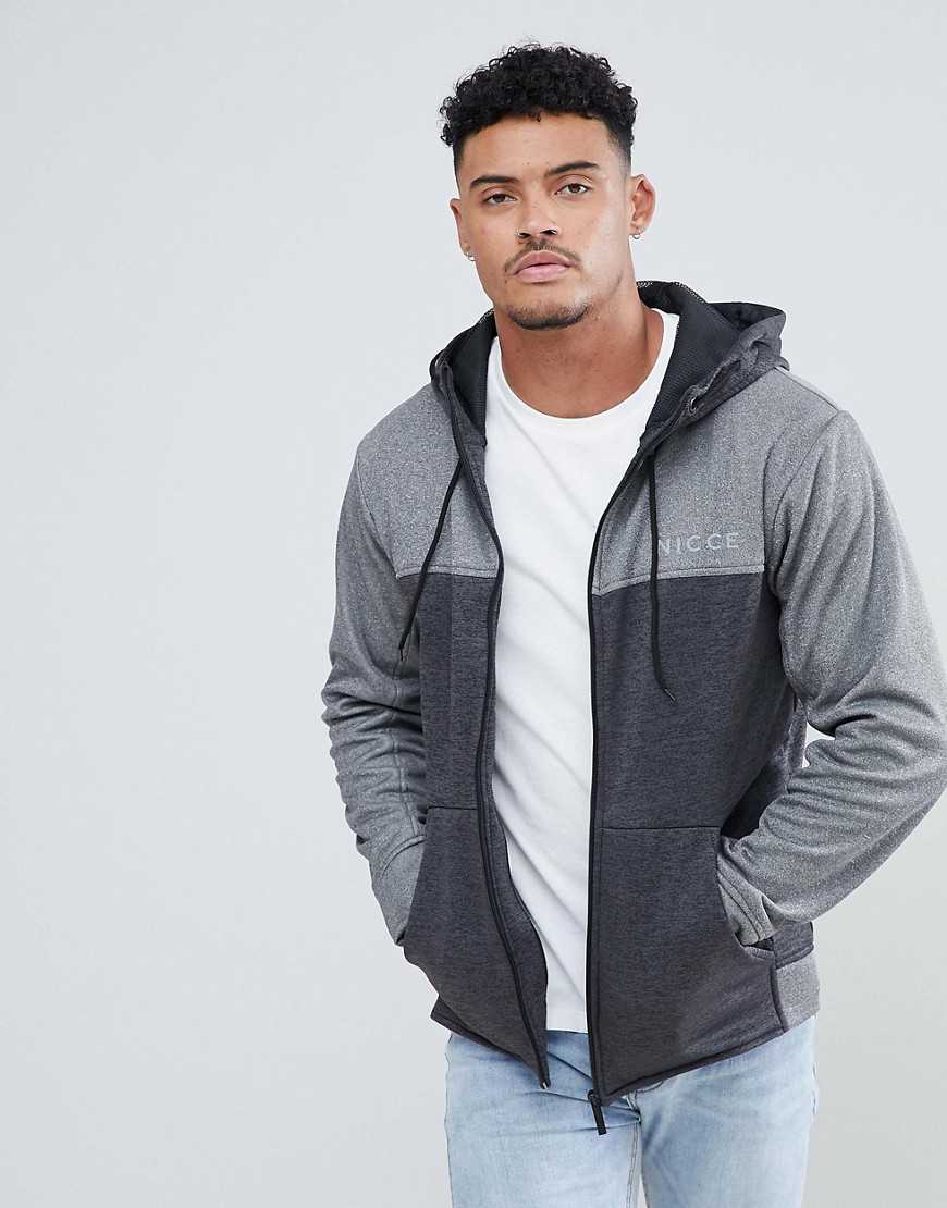 Nicce track zip thru hoodie in grey - Grey