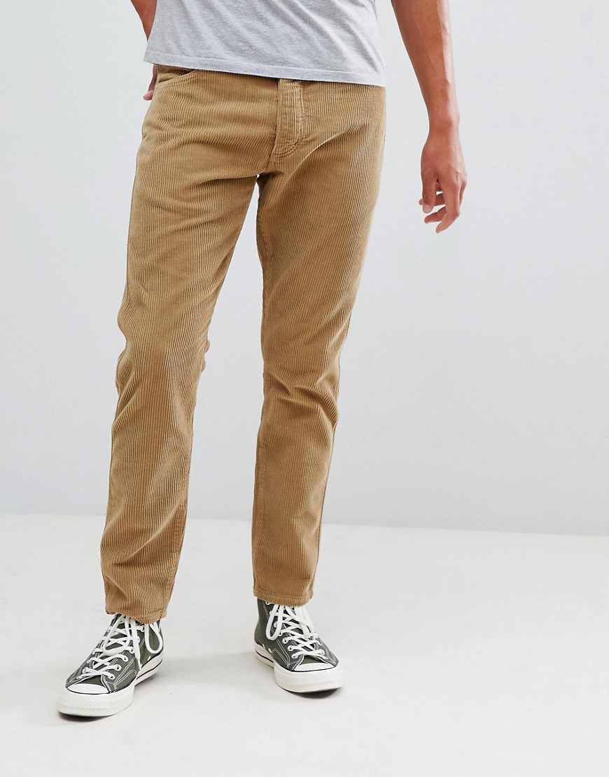 Wrangler slider tapered cord trousers clay beige
