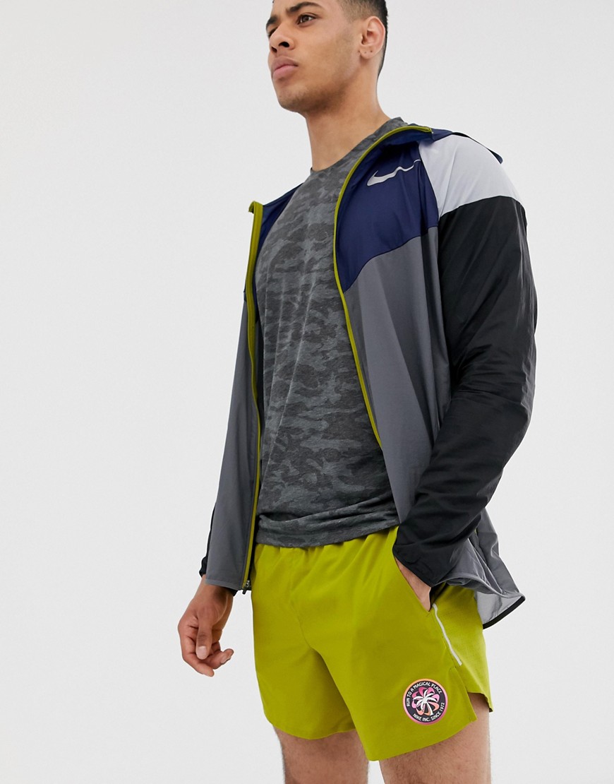 Nike Running Flex 5 inch shorts in khaki