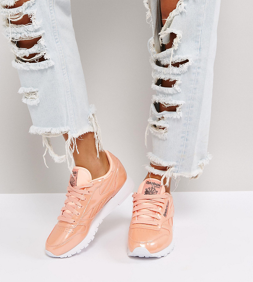Reebok Classic Patent Pearl Leather Trainers In Pink