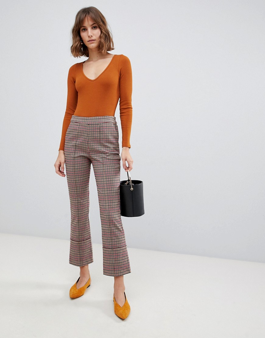 Side Party Feel houndstooth textured cuffed pants