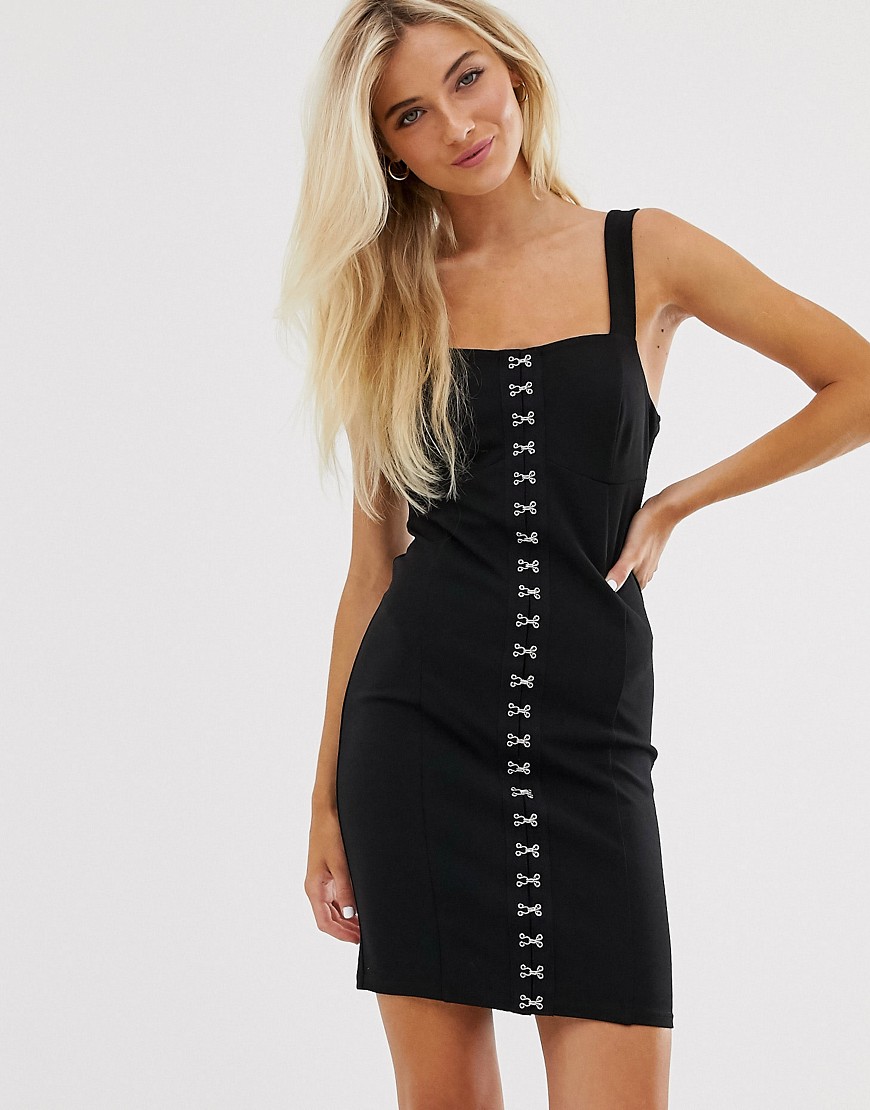 New Look hook and eye bodycon dress in black