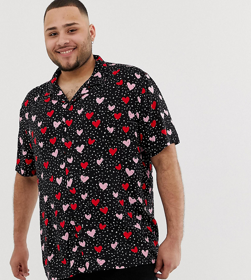 ASOS DESIGN Plus relaxed shirt with heart print