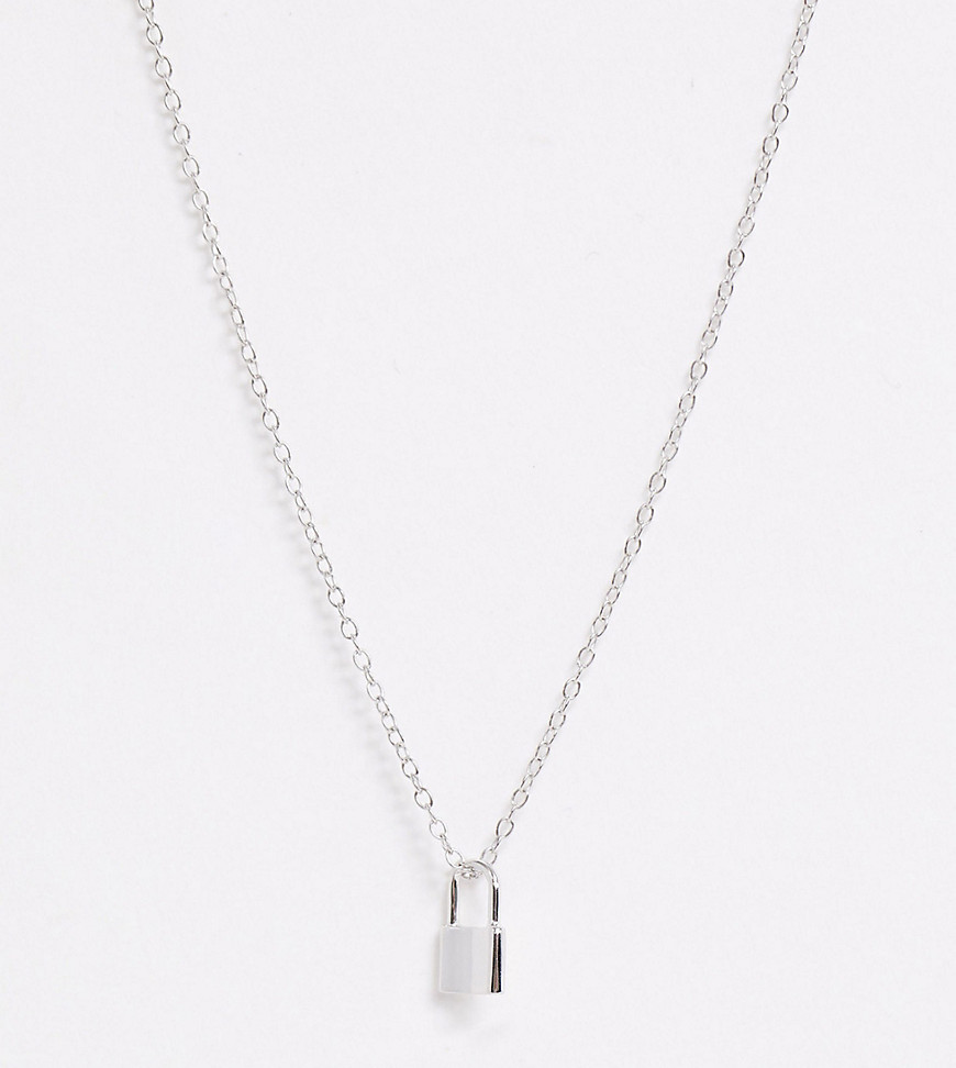 Designb London Designb Neck Chain With Padlock Pendant In Sterling Silver