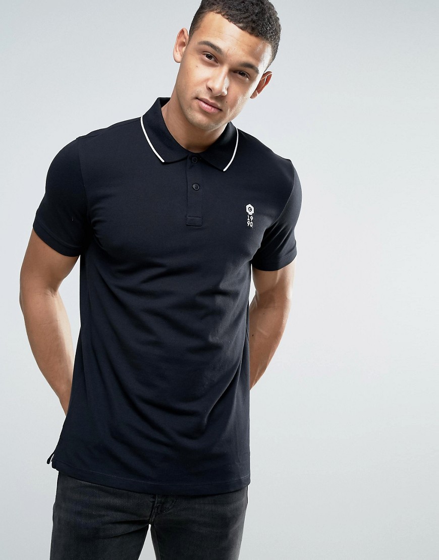 Jack & Jones Core Short Sleeve Polo Shirt with Contrast Tipping - Black