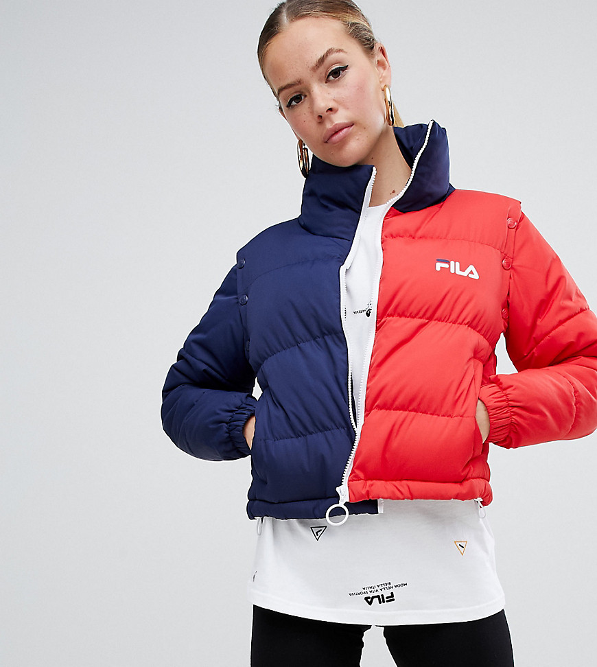 Fila Padded Jacket With Removable Sleeves In Colour Block - Multi