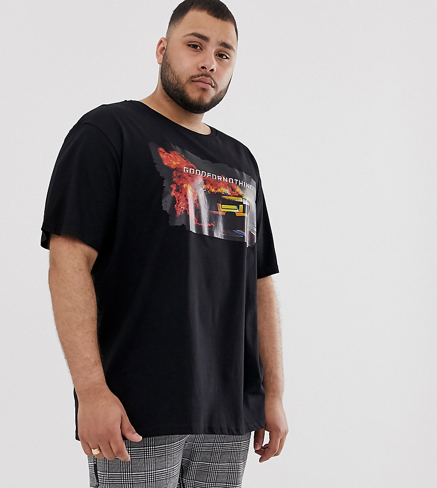 Good For Nothing oversized t-shirt with car print in black