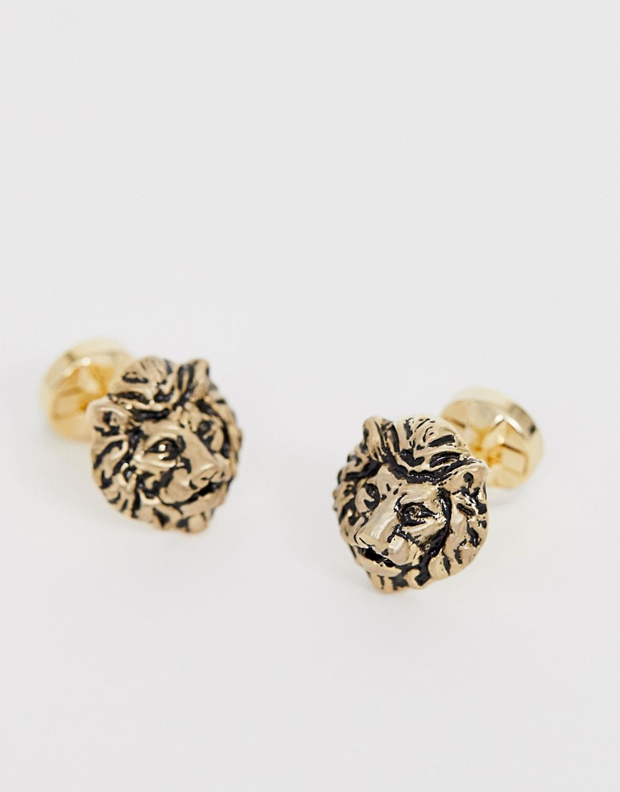 Twisted Tailor lion cufflinks in gold