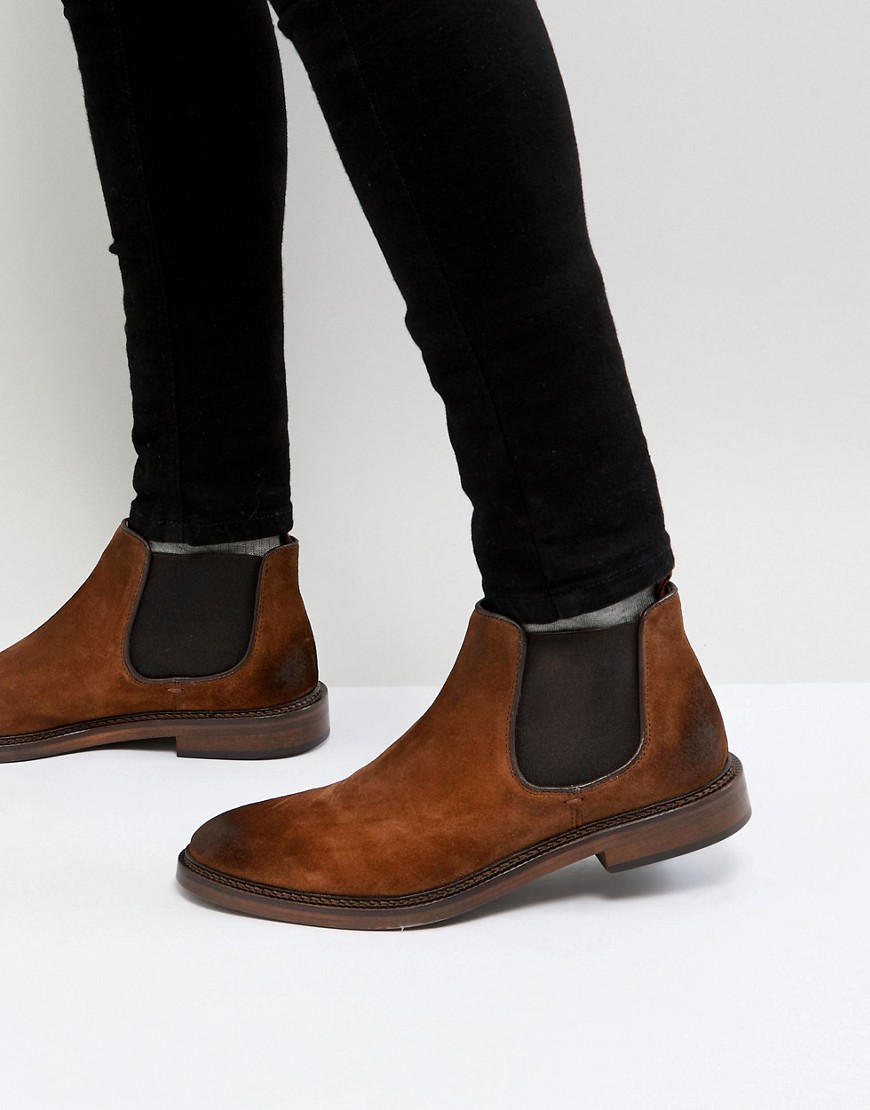 Светло-коричневые замшевые ботинки челси Walk London Darcy - Рыжий 