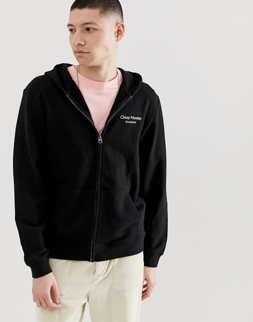 Cheap Monday zip hoodie with logo in black